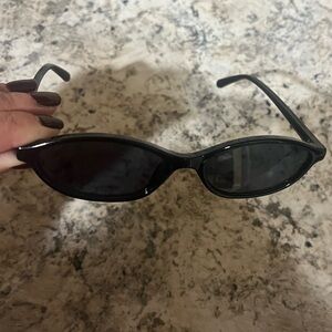 Slim Oval Black Sunglasses